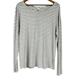 Nili Lotan NWT Arlette Striped Cotton Jersey Top Black White Size L Long Sleeve